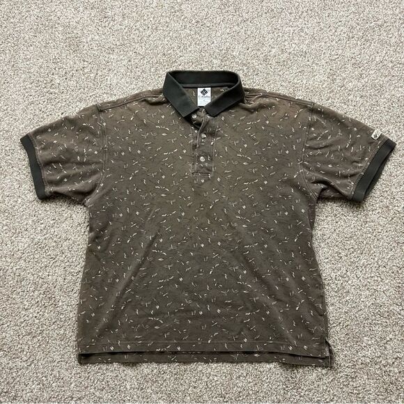 Vintage Columbia Sportswear Dragonfly All over Print polo Men's L - Picture 1 of 7